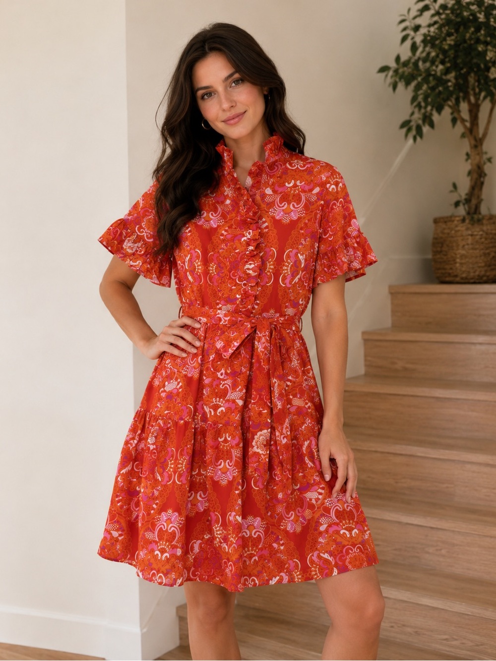 Sheridan French PENNY Dress in Apricot Lace